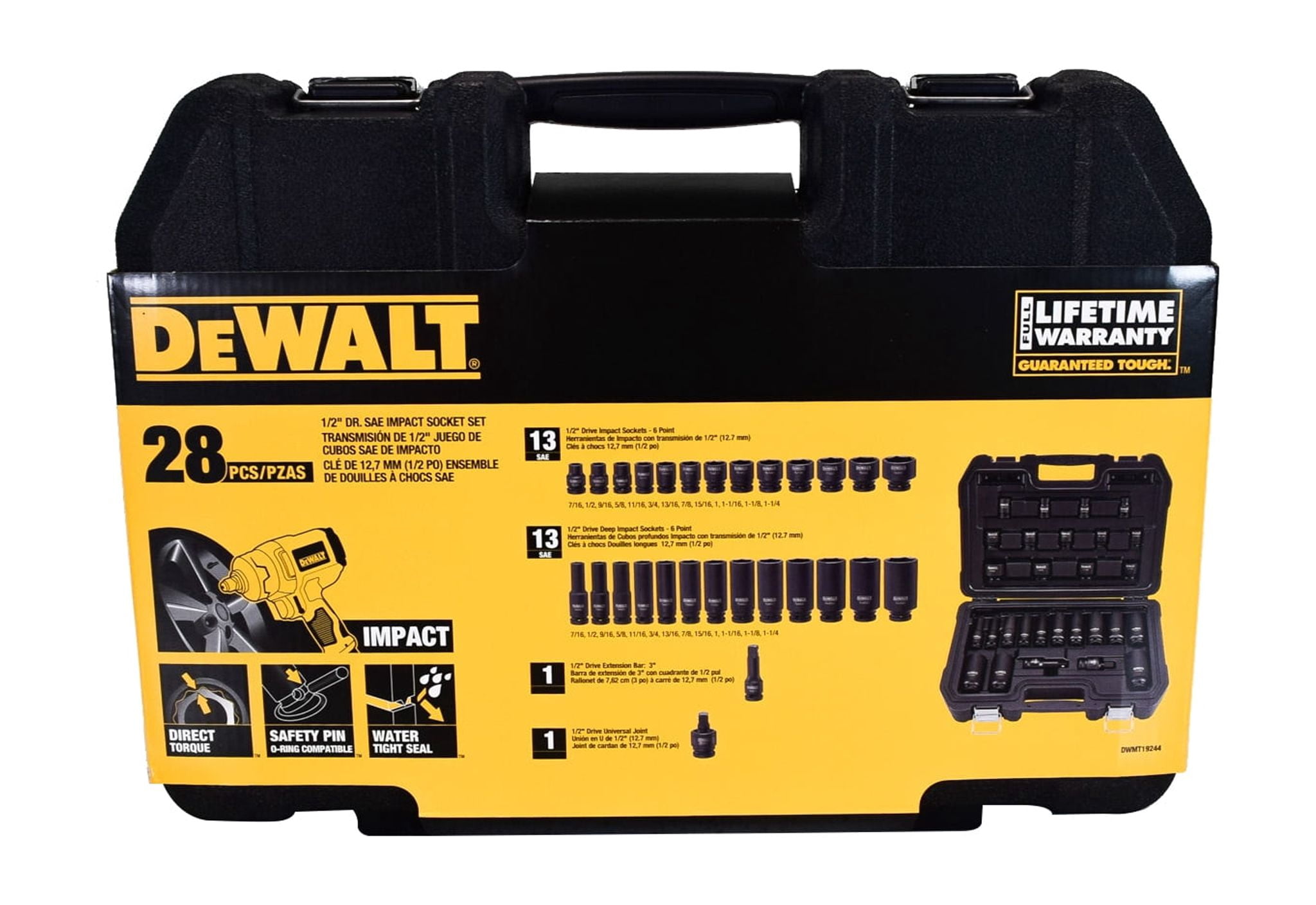 DeWalt DWMT19244 1 2 Drive SAE Impact Socket Set 28 Piece