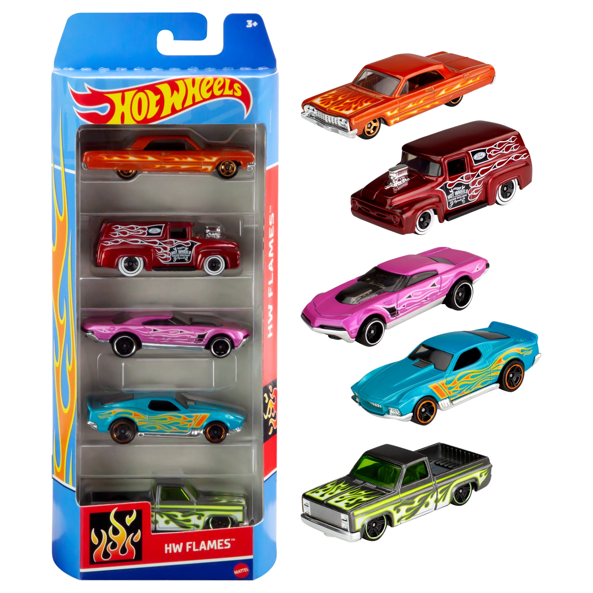 Hot Wheels Cars 5 Pack de autos o camiones de juguete fundi…