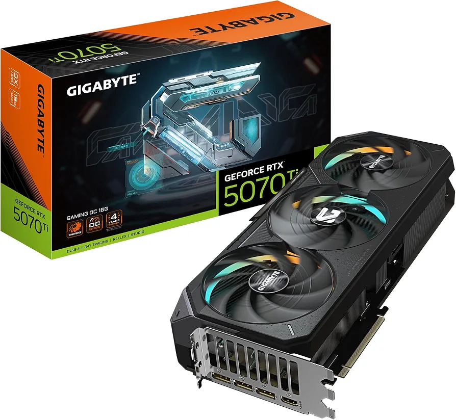 GIGABYTE GeForce RTX 5070 Ti Gaming OC 16G Graphics Card, 16GB 256-bit GDDR7, PCIe 5.0, WINDFORCE Cooling System, GV-N507TGAMING OC-16GD