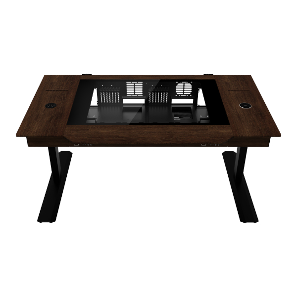 Lian Li DK-07 Wood Dual Chamber eATX Tempered Glass Computer Desk Case - Black