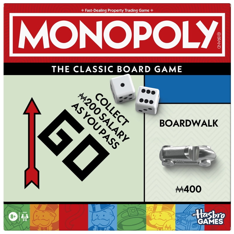 Juego de Mesa Monopoly, Juego Clásico con Bandeja de Almacenamiento y Lar…