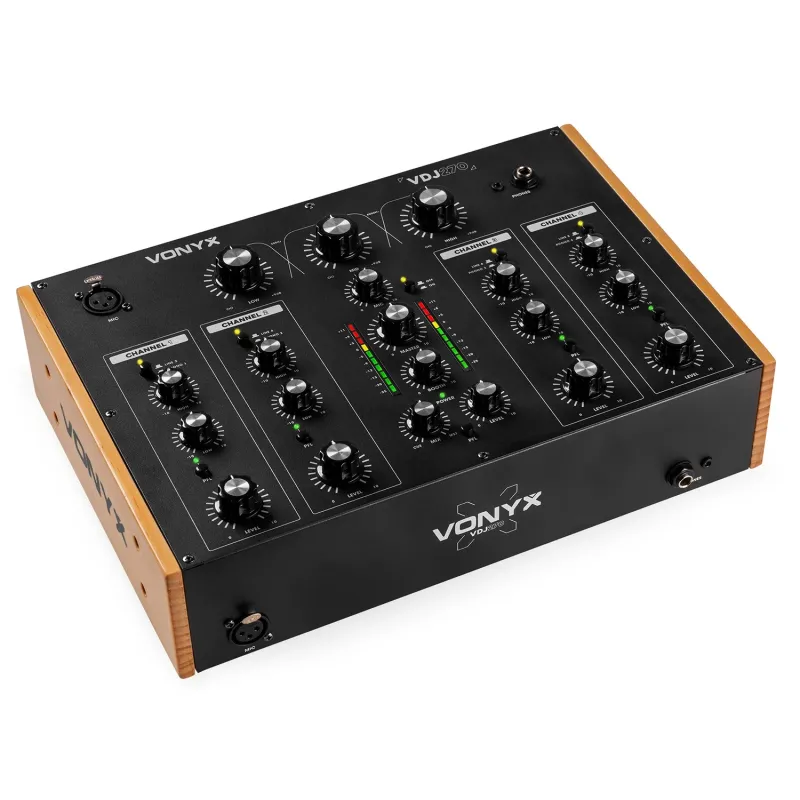 Mezclador DJ Vonyx VDJ270 de 4 canales con perillas giratorias para uso doméstico o profesional