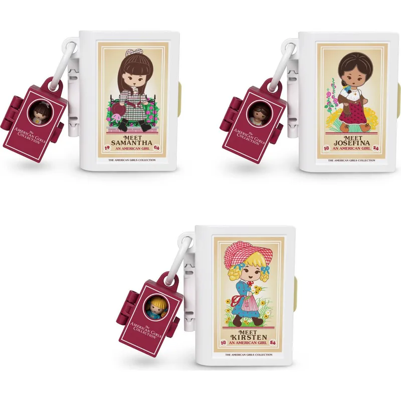 Polly Pocket x American Girl Dolls Playset 3pk con llavero Samantha Kirsten y Josefina