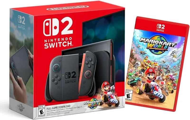 Nintendo Switch 2 + Mario Kart World Bundle with Bonus HDMI Cable & Screen Cleaning Cloth